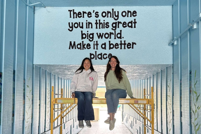 Gina Song and Amy Twisselman with their handiwork