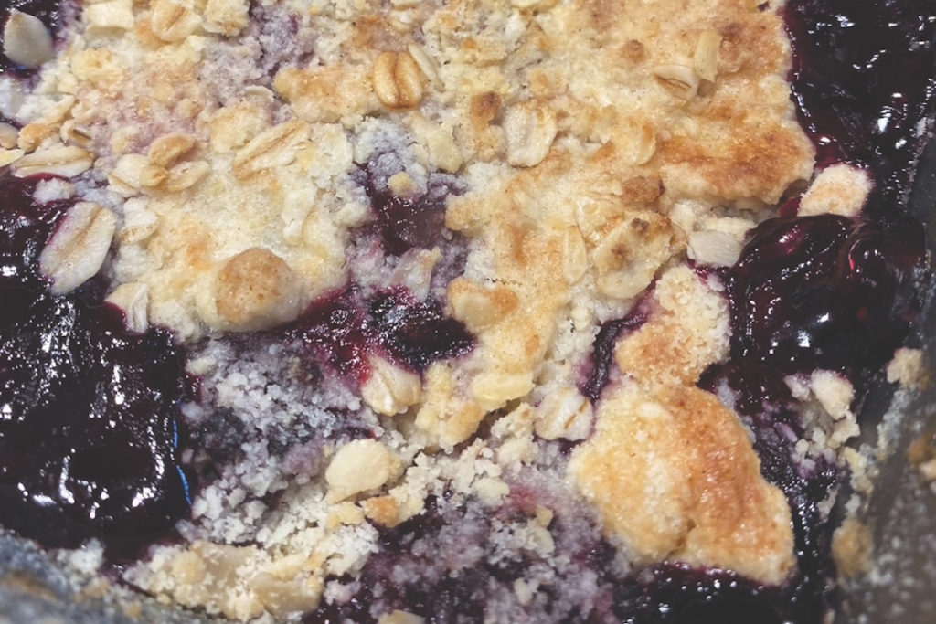 When the crumble on top is lightly toasted, the cobbler is ready! Photo by John Schinkel-Kludjian