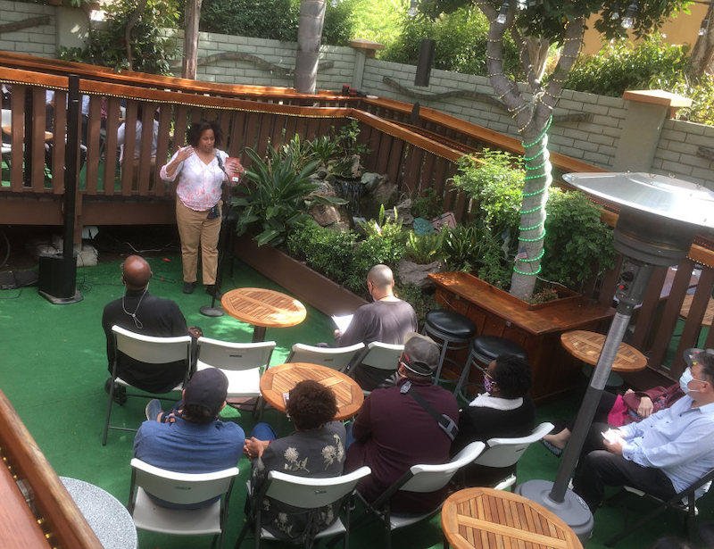 Local authors will read short pieces and excerpts from their work, and sometimes have books for purchase. Photo copyright to Carl Gorringe