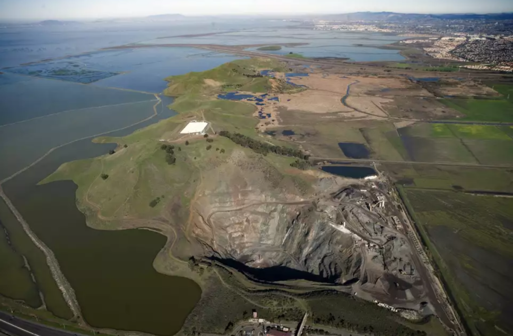 Beginning in the 1950s, developers started digging in the Dumbarton Quarry for rock for roads and construction. The quarry was in use until 2007, after which time the planning began for the future use of the land. In 2021, after many years of preparation, the Dumbarton Quarry Campground opened for public use. Photo courtesy of EBRPD